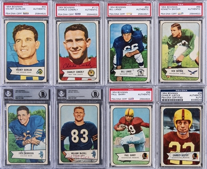1954 Bowman Football Signed Cards Graded Collection (10 Different) Including Conerly